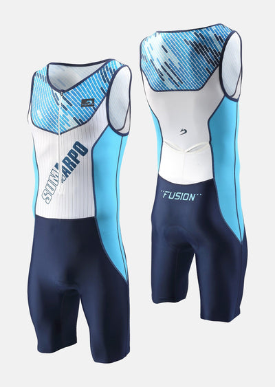 Sumarpo Men FUSION Trisuit ,White/Blue,LYCRA fabric